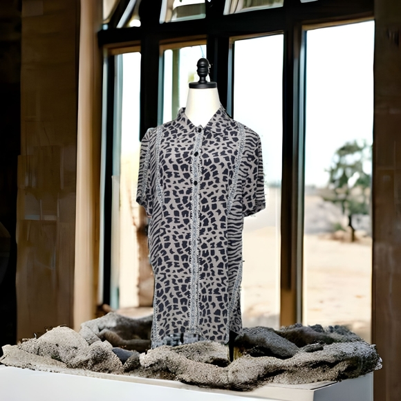 Vintage Silk L Cuban Style Shirt Animal Chetah Zebra Havana Bowling Tunic Retro - Picture 13 of 15